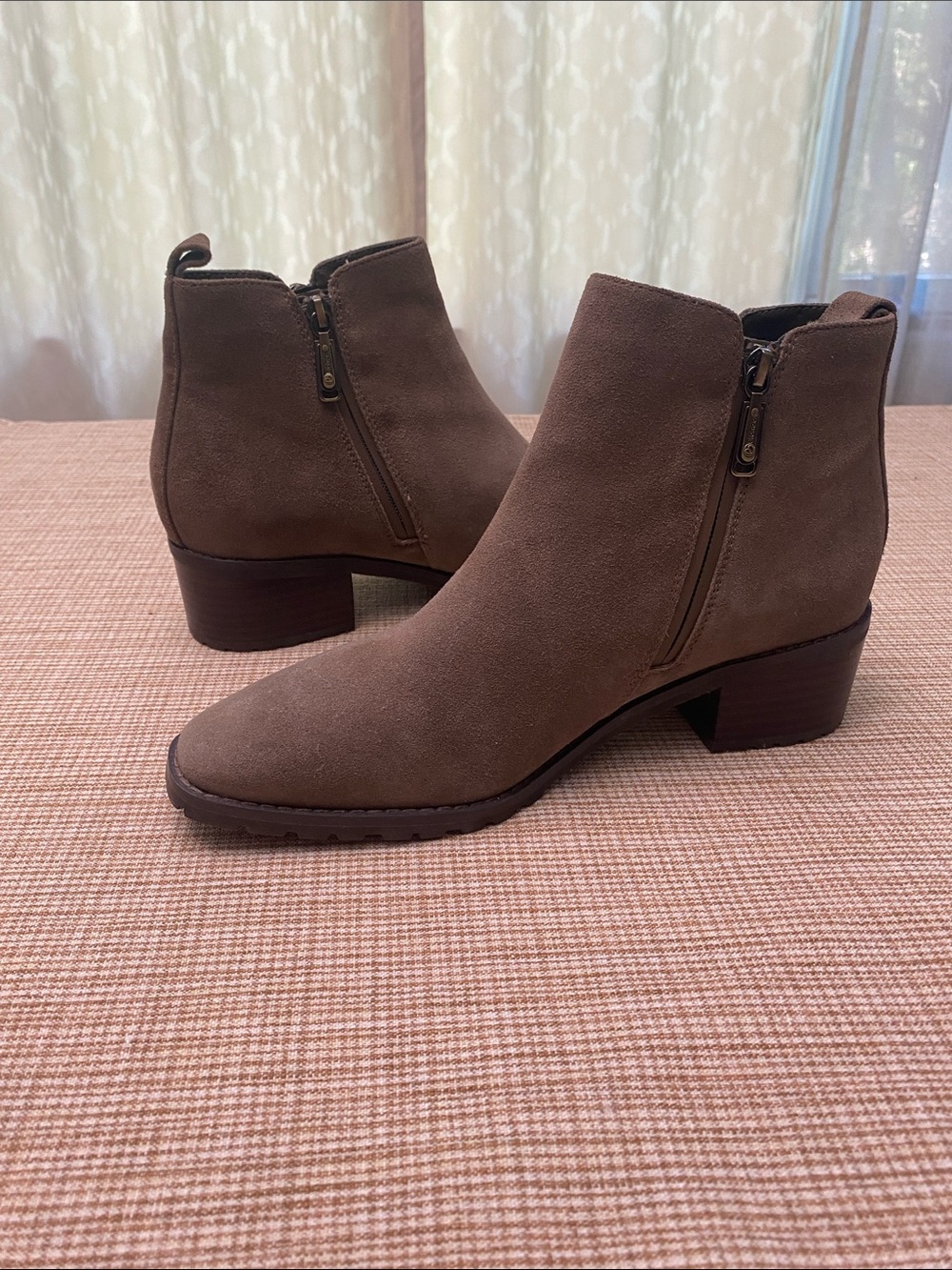 Blondo Brown Suede Ankle Booties with Side Zipper